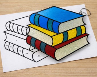 Books Stained Glass Sun Catcher Printable Pattern/ Digital Download PDF, For Printer Only
