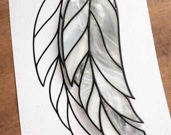 Attrape-soleil en vitrail plume, modèle imprimable PDF, pour imprimante uniquement