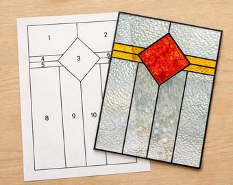 Art Deco Stained Glass Sun Catcher Printable Pattern, Digital Download PDF, For Printer Only