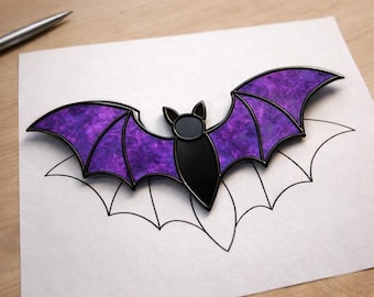 Bat Stained Glass Suncathcher Printable Pattern PDF, For Printer Only