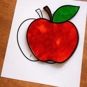 Apple Stained glass Sun Catcher Printable Pattern/ Digital Download PDF, For Printer use Only