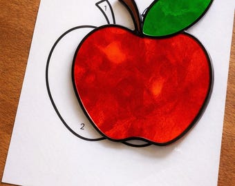 Apple Stained glass Sun Catcher Printable Pattern/ Digital Download PDF, For Printer use Only