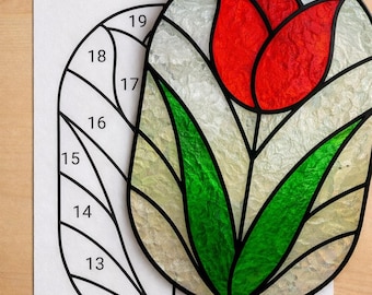 Stained Glass Tulip Sun Catcher Printable Pattern/ Digital Download PDF, For Printer Only