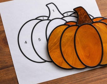 Pumpkin Stained Glass Sun Catcher Printable Pattern/ Digital Download PDF, For Printer Only