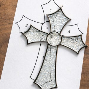 Cross Stained Glass Sun Catcher Printable Pattern,Digital Download PDF, For Printer Only