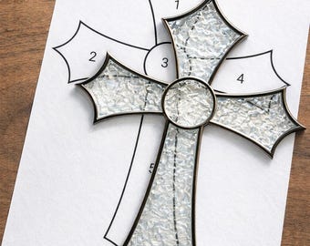 Cross Stained Glass Sun Catcher Printable Pattern,Digital Download PDF, For Printer Only