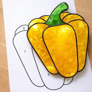 Bell Pepper Stained Glass Sun Catcher Printable Pattern, Digital Download, For Printer Only