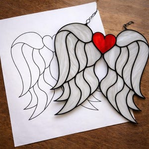 Angle Wings Stained Glass Sun Catcher Printable Pattern PDF, For Printer Only