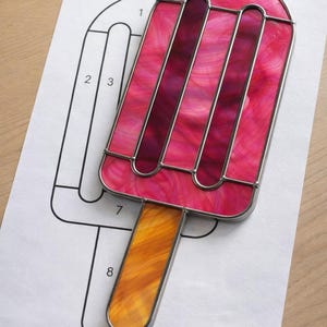 Popsicle Stained Glass Sun Catcher Printable Pattern,  Digital Download PDF, For Printer Only