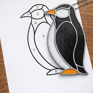 Penguin Stained Glass Sun Catcher Printable Pattern/ Digital Download PDF, For Printer Only