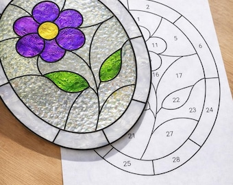 Flower Stained Glass Sun Catcher Printable Pattern, Digital Download PDF, For Printer Only