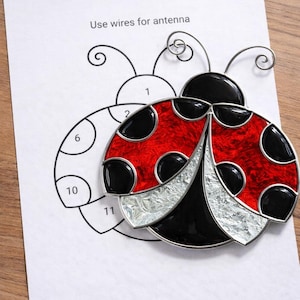 Lady Bug Stained Glass Sun Catcher Printable Pattern, Digital Download PDF, For Printer Only