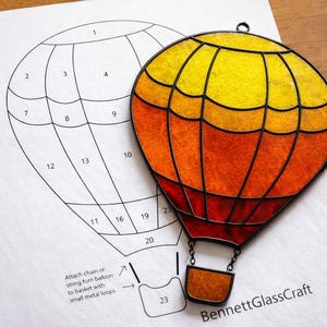 Attrape-soleil en vitrail de montgolfière, motif imprimable/PDF à téléchargement numérique, pour imprimante uniquement