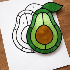 Avocado Stained Glass Sun Catcher Printable Pattern/ Digital Download PDF, For Printer Only