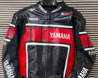 Chaqueta De Cuero Moto Yamaha Racing-Piel De Vacuno Y Protectores Certificados-Envío Gratis