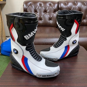 Bmw Motorrad Motorbike Racing Leather Boots-Cowhide Leather And Certified Protectors-Free Shipping image 2