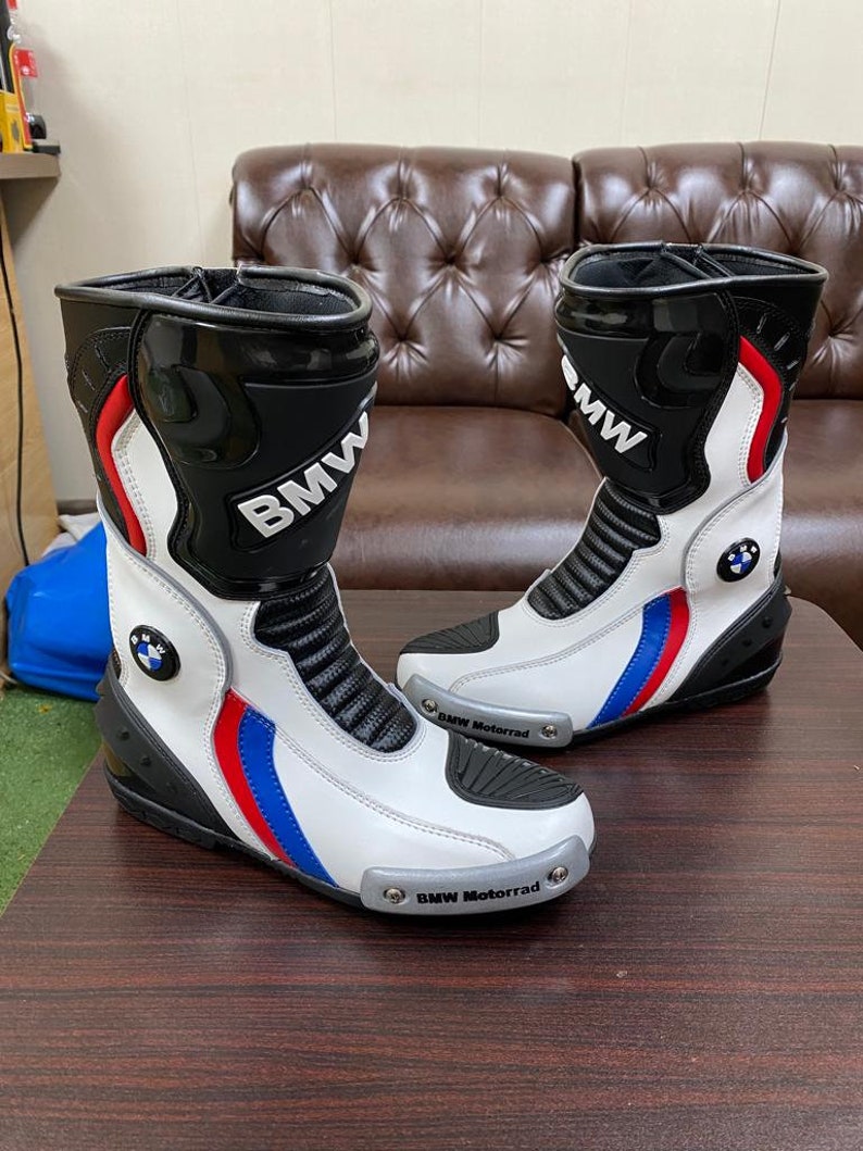 Bmw Motorrad Motorbike Racing Leather Boots-Cowhide Leather And Certified Protectors-Free Shipping image 2