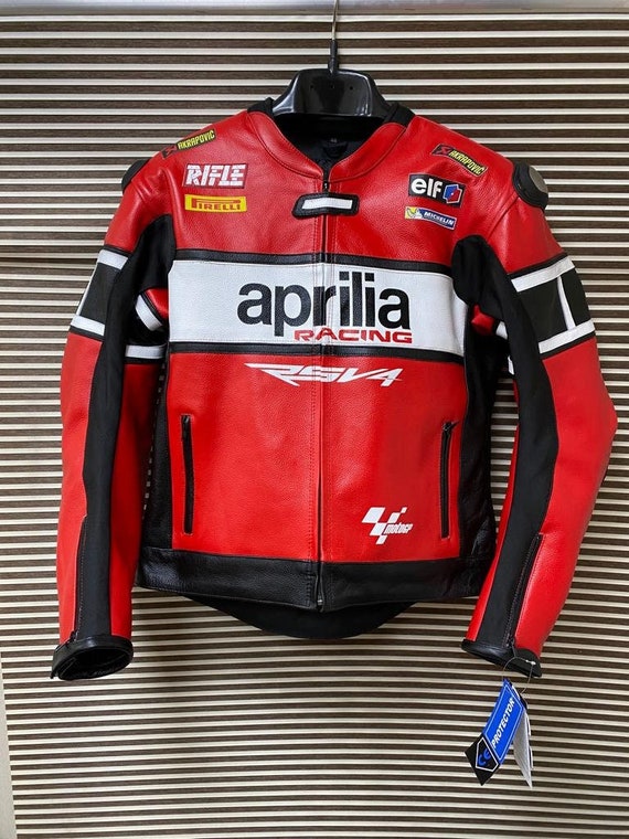 Aprilia Motorbike Racing Leather Jacket-cowhide Leather and