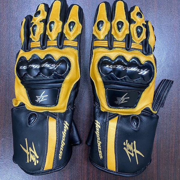 Suzuki Hayabusa Motorbike Racing Leather Gloves