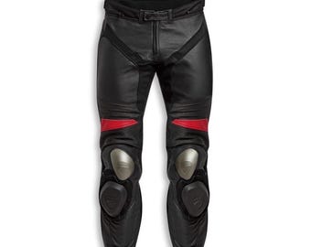 Ducati Corse Motorbike Racing Standard Leather pant -Cowhide Leather And Certified Protectors-Free Shipping