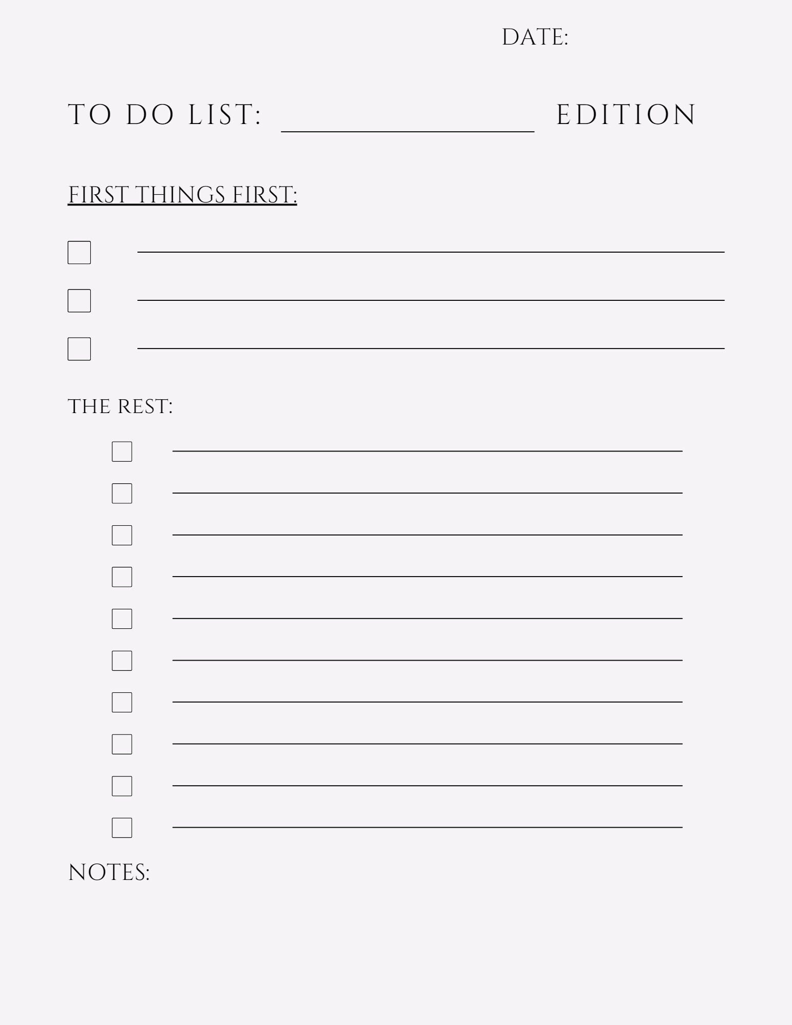 Minimalist To Do List Template For Individual Tasks Customizable