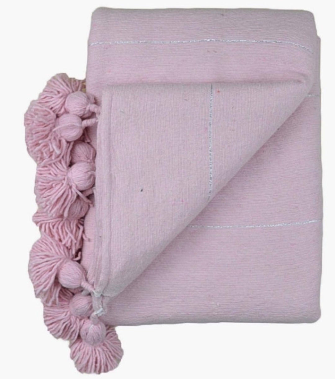 Moroccan Blanket Pink Throw Blanket Throw Blanket With Tassels Pompoms