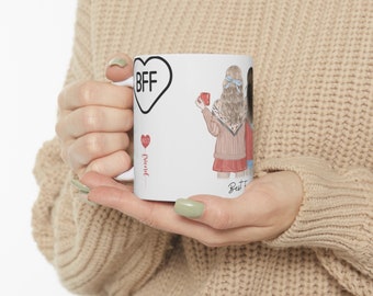 BFF-mok, beste vriend keramische koffiemok 11oz