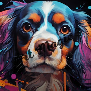 Cavalier King Charles Spaniel Clipart, Dog Digital Prints, Digital Download, Wall Art, Decorative Art, I love dog, best selles, mom dog, dog