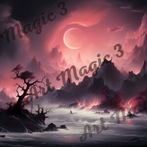 Twilight, Digital Print Gift, Twilight Lovers, twilight, eclipse, dawn, new moon, full moon, rose, plain, mountain, Landscape, nature, tree