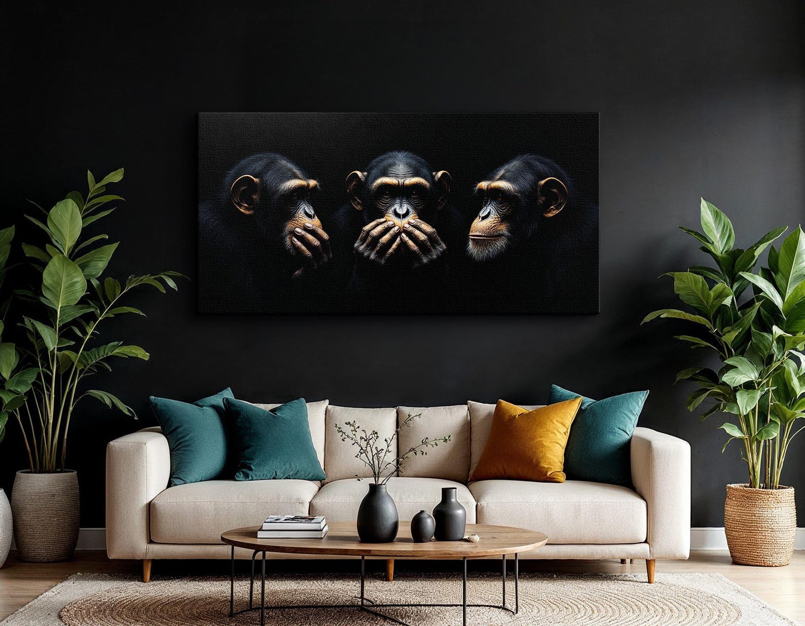 Three Wise Monkeys Wall Art - See No Evil, Hear No Evil, Speak No Evil ...
