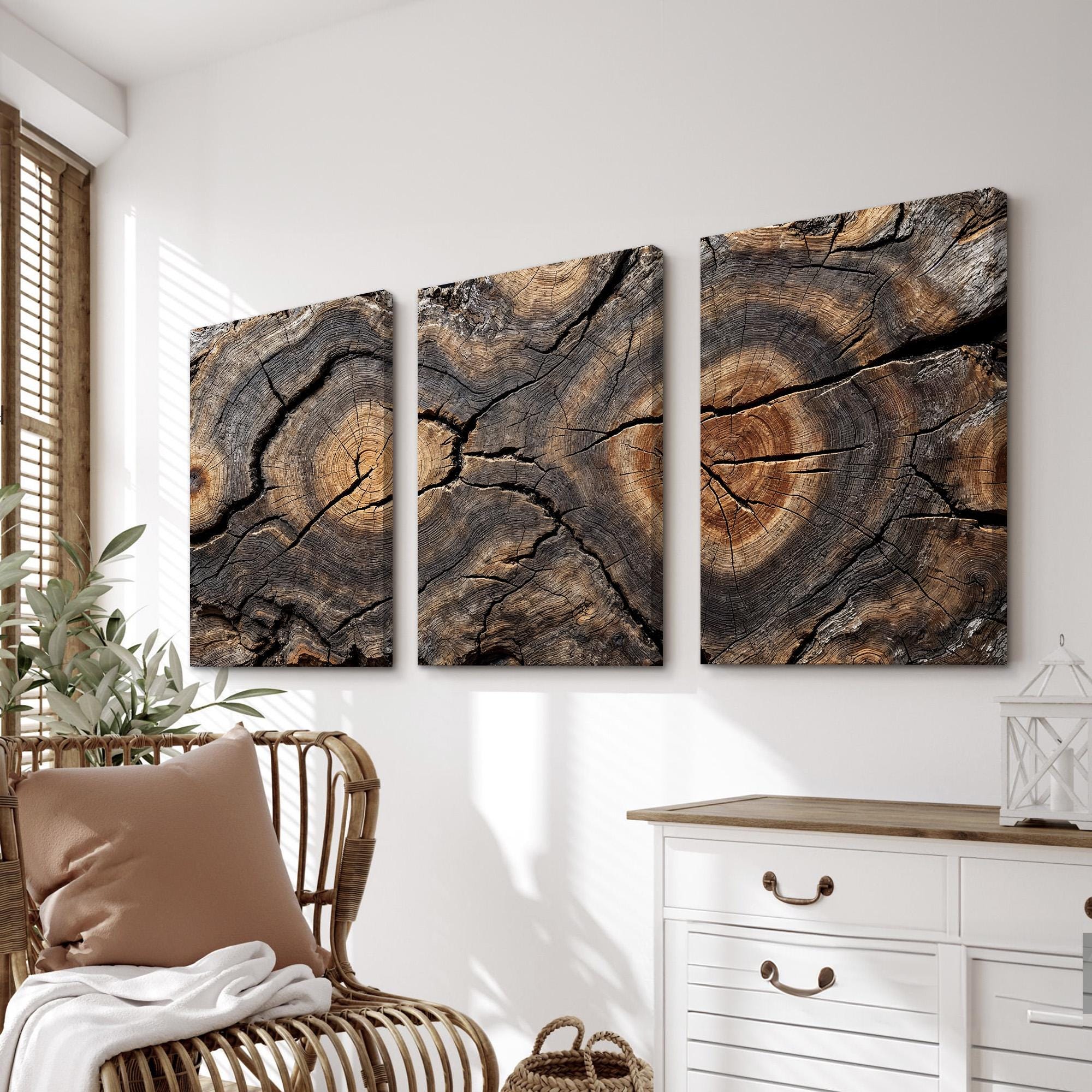 Rustic Nature Wall Art Set of 3 | Aged Wood Triptych | Organic Tree ...