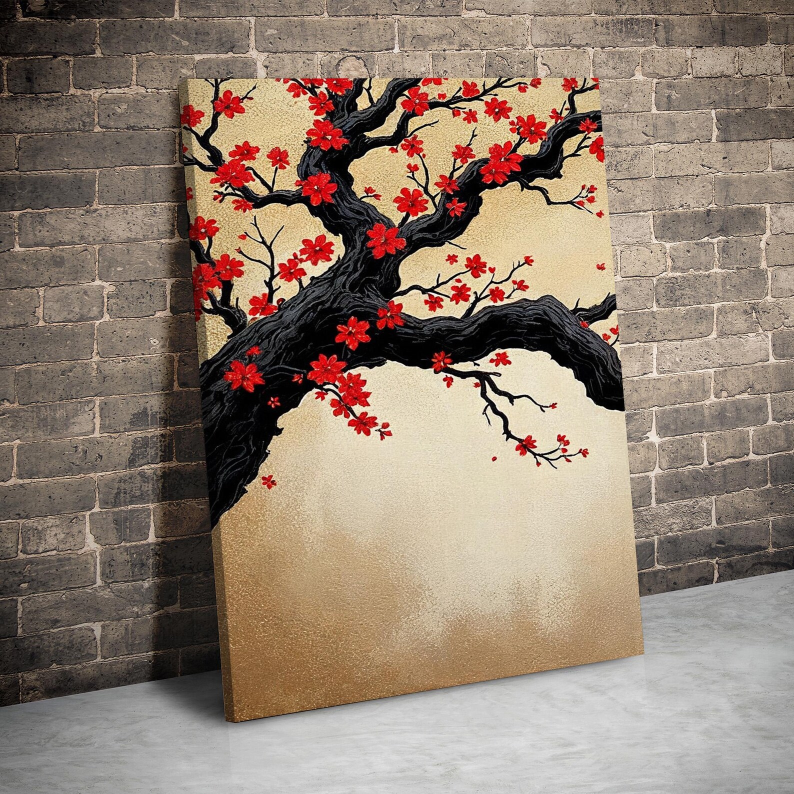Japanese Cherry Blossom Wall Art, Sakura Tree Triptych, Asian Ink ...