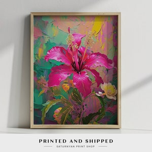 Hibiscus Flower Art Print, Flower Wall Decor, Tropical Floral Art, Botanical Art Print, Vibrant Hibiscus Flower Art, Tropical Home Decor