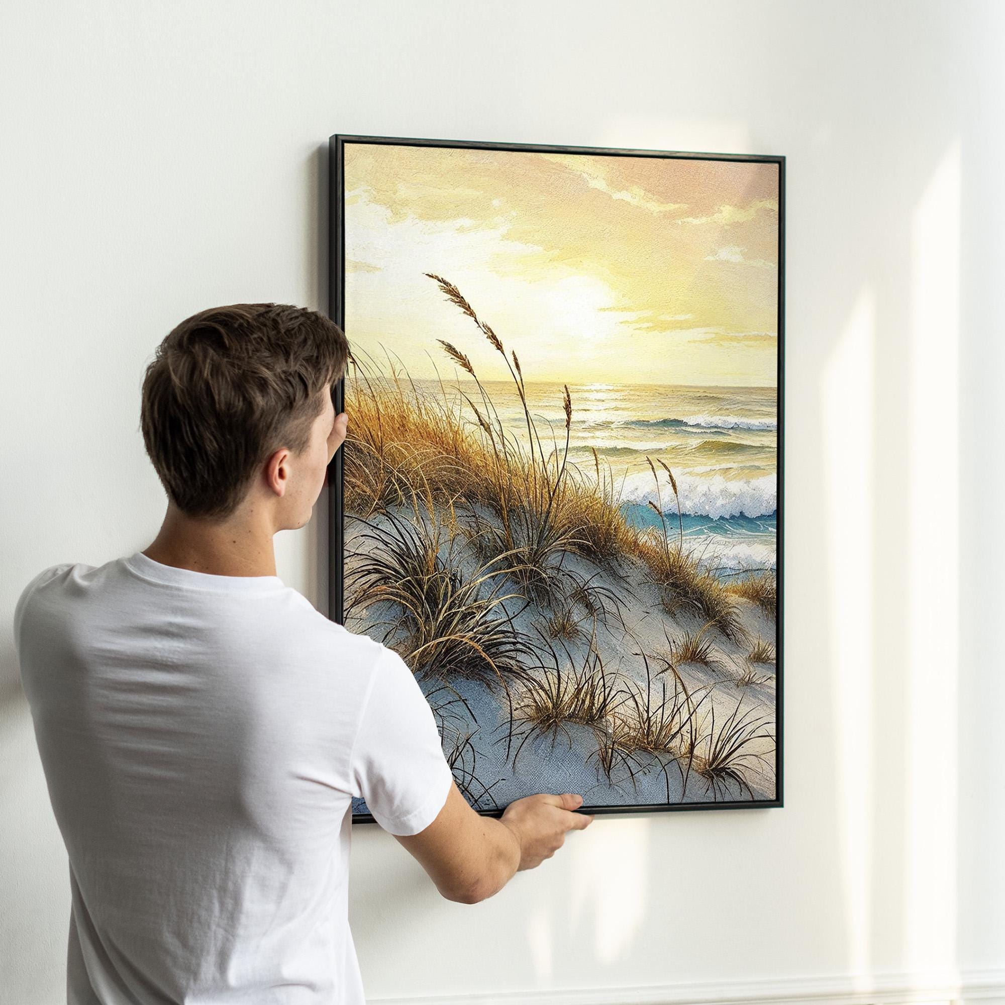 Beach Landscape Wall Art Set | Serene Ocean Waves and Sand Dunes ...