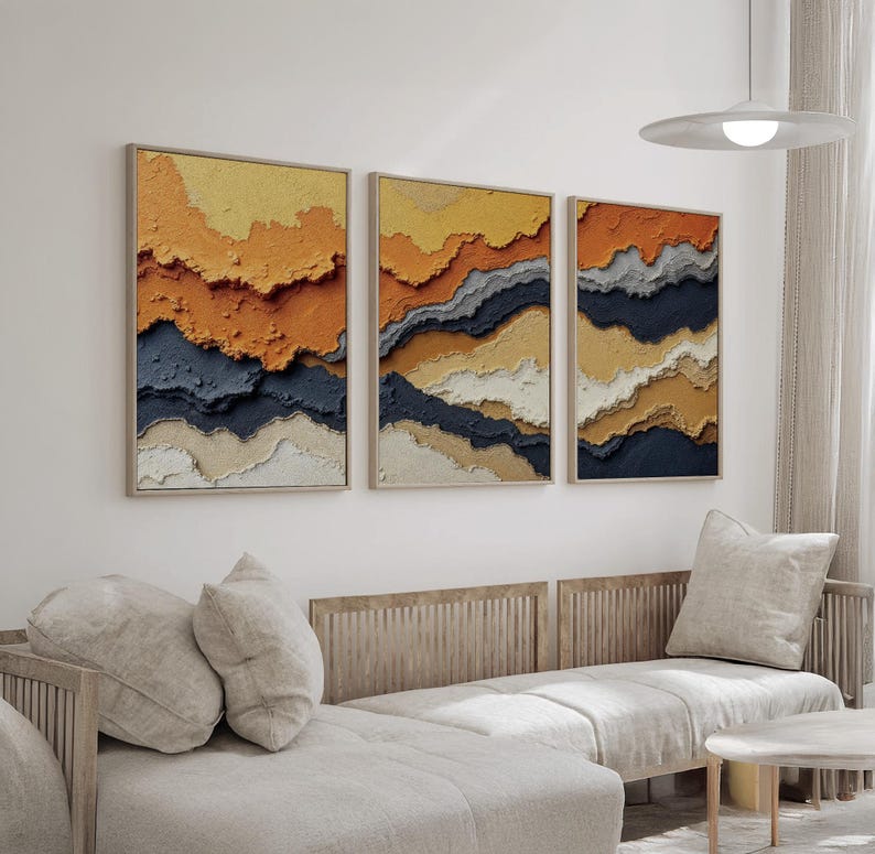 Modern Abstract Triptych Wall Art | Set of 3 Nature-inspired Decor in ...