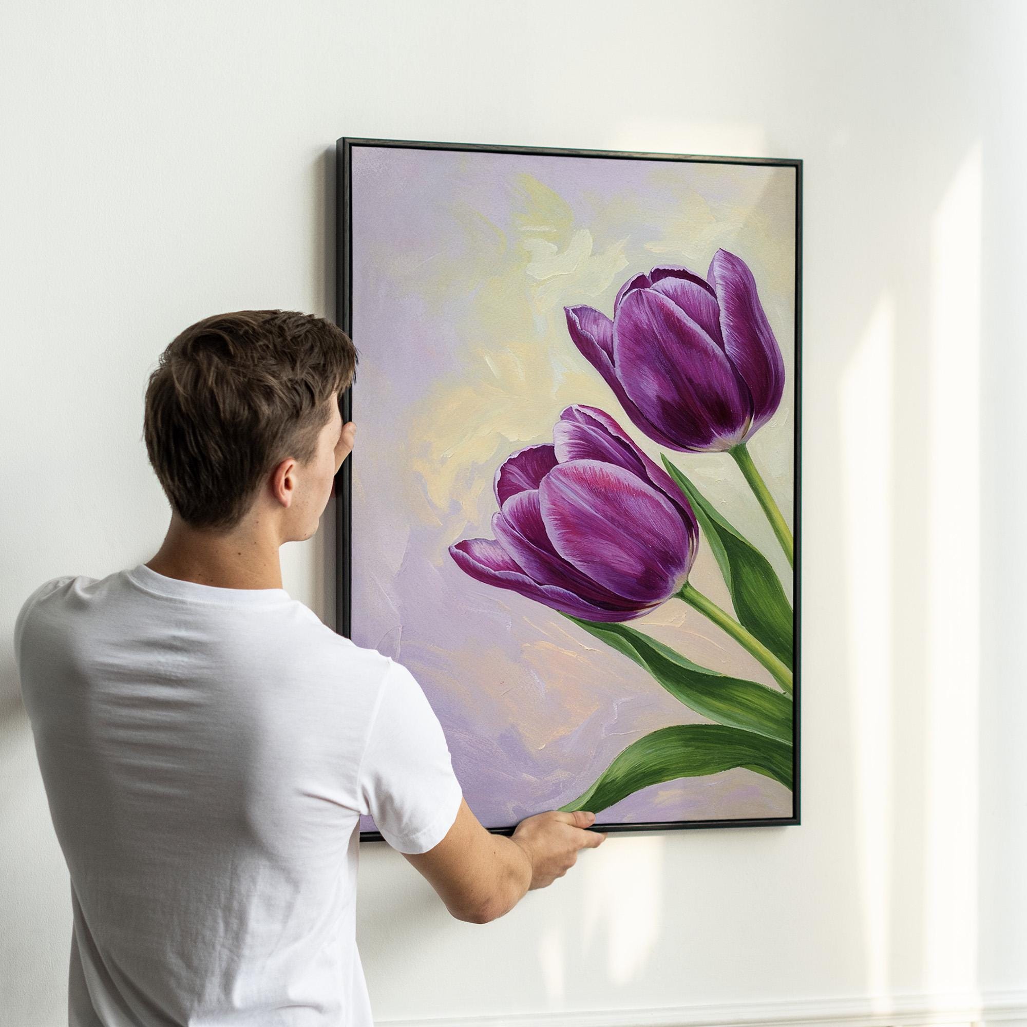 Spring Floral Wall Art Set of 3 | Tulip Flower Triptych in Pastel Tones ...