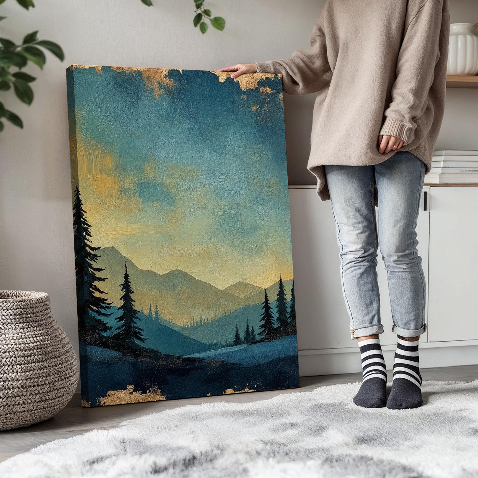 Mountain and Forest Wall Art Triptych | Pine Tree Landscape Canvas ...
