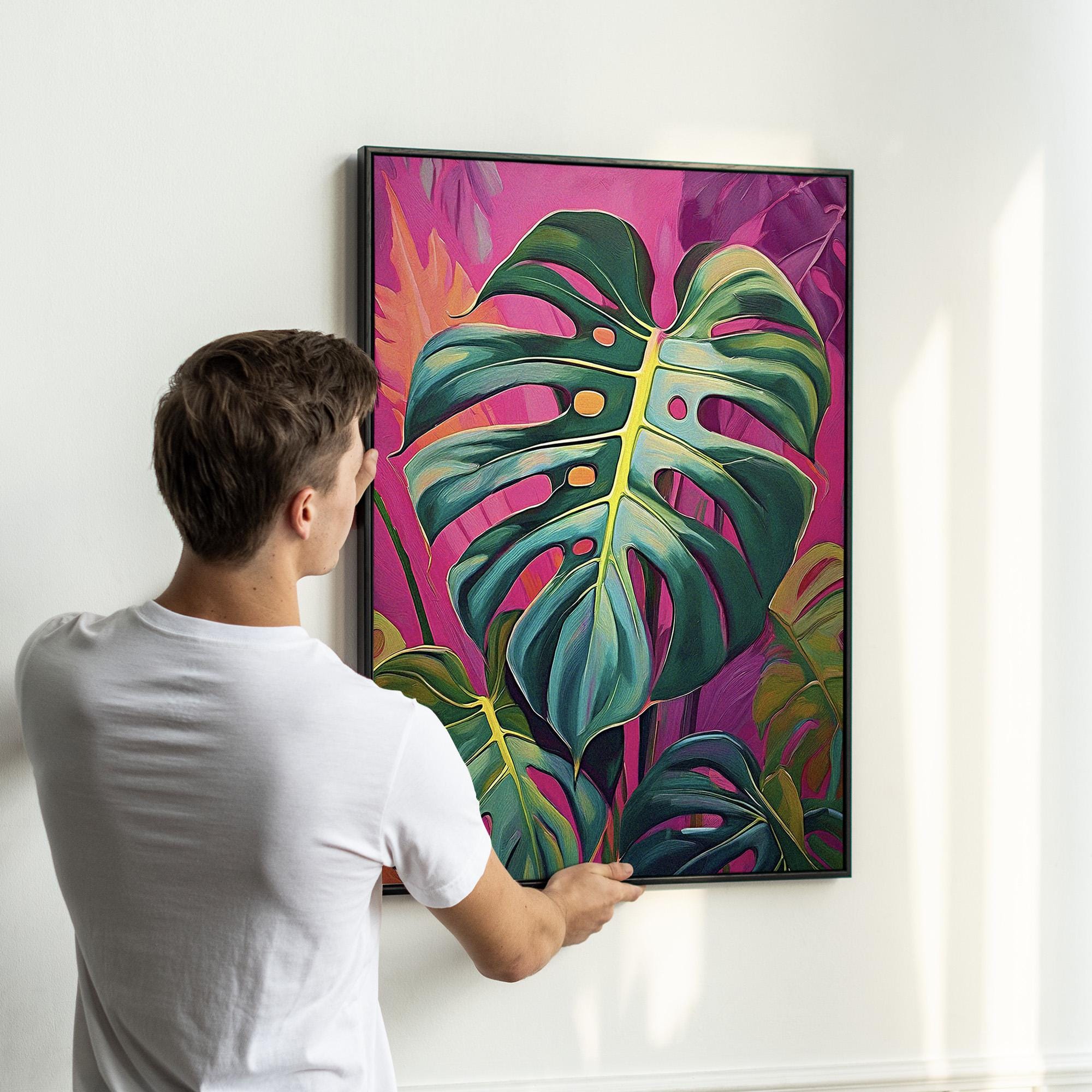Tropical Monstera Leaf Wall Art Set of 3 | Bold Jungle Plant Triptych ...