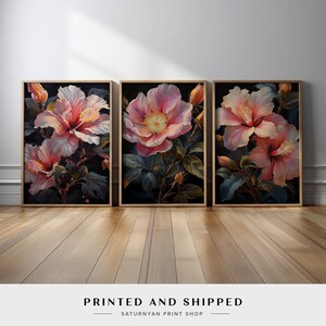 Set of 3 Hibiscus Flower Paintings | Floral Wall Art for Tropical Home Decor | Floral Wall Decor | Modern Floral Art | Hibiscus Art Prints