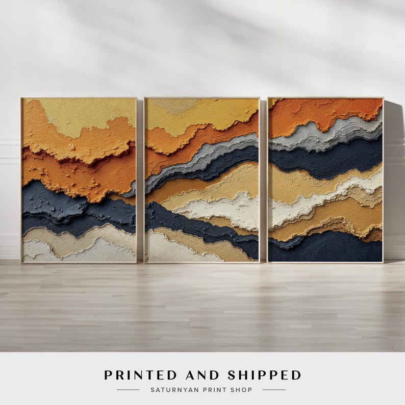 Modern Abstract Triptych Wall Art | Set of 3 Nature-inspired Decor in ...