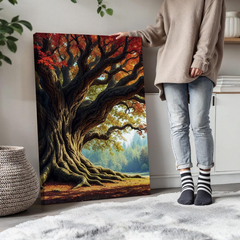 Ancient Tree Wall Art Set of 3 | Majestic Oak Landscape Canvas Prints ...