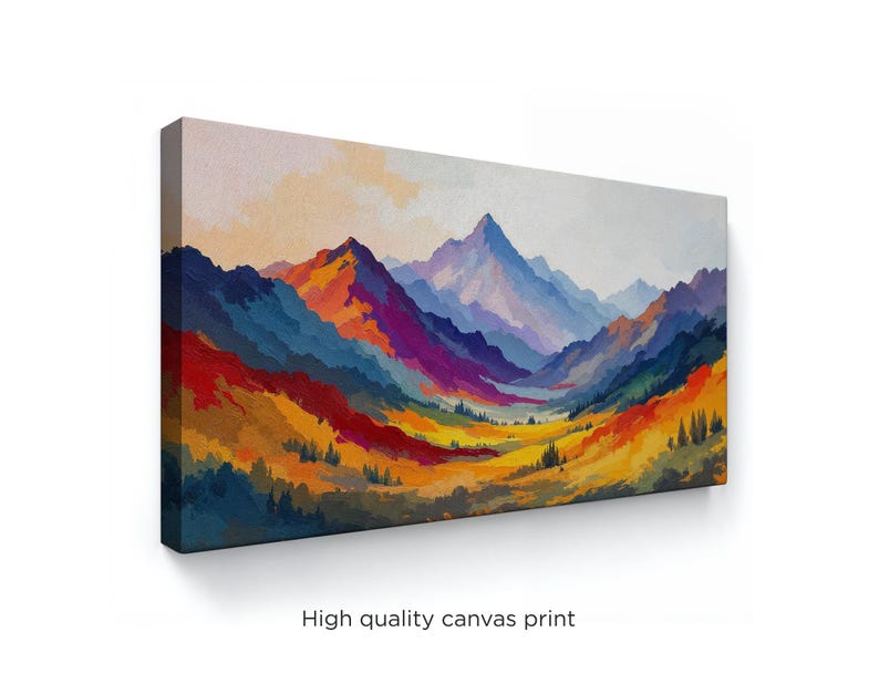 Colorful Mountain Landscape Wall Art, Vibrant Nature Canvas Print ...