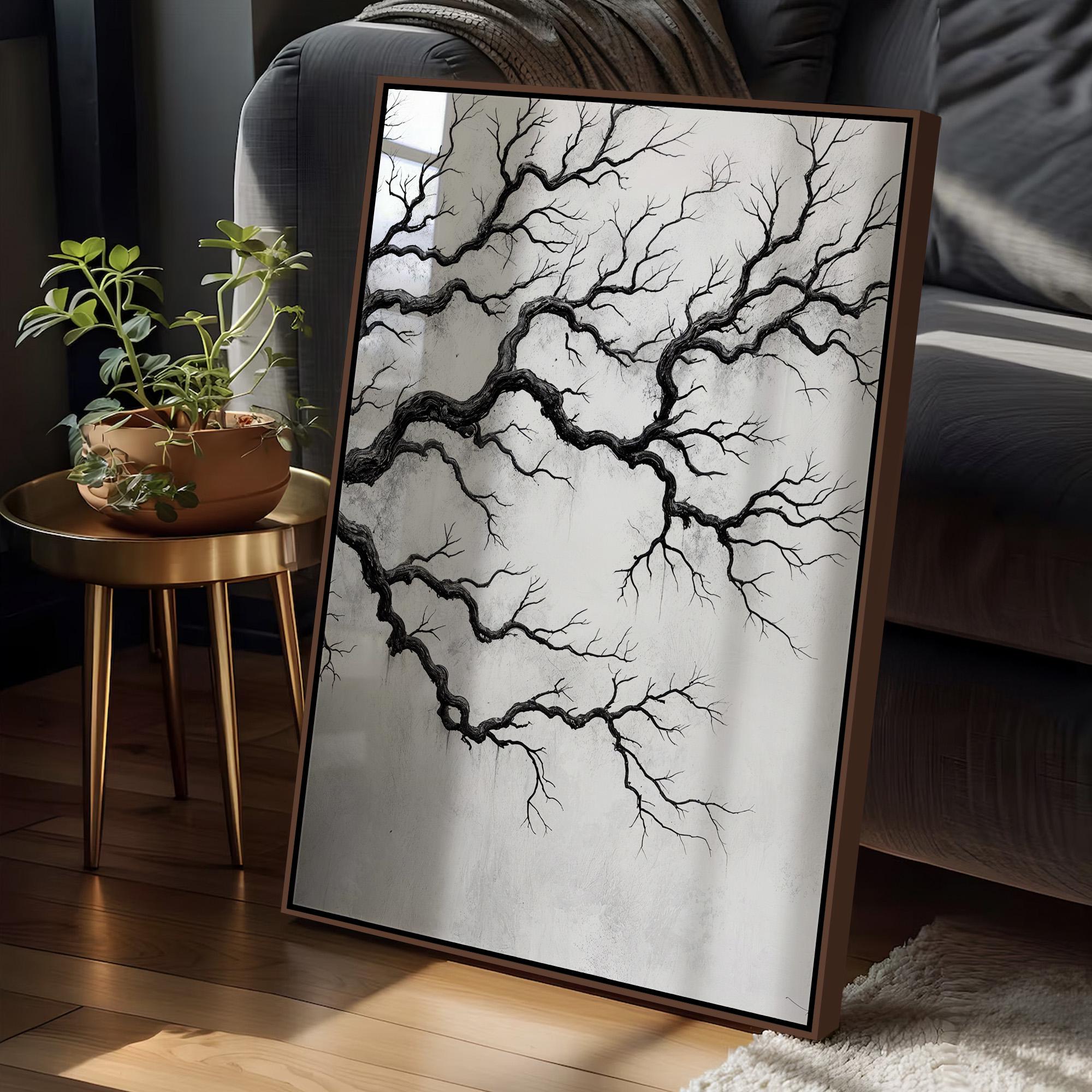 Black and White Tree Wall Art Set of 3 | Twisted Branch Ink Sketch ...