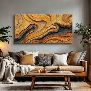 Wood Pattern Canvas Print - Abstract Nature-Inspired Wall Art in Warm Earth Tones - Modern Organic Art for Living Room or Office
