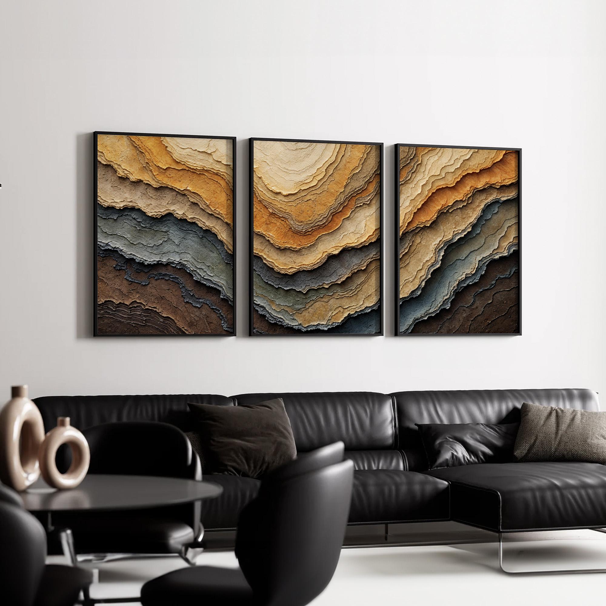 Rustic Earth Tone Abstract Wall Art | Beige, Brown, and Gray Canvas