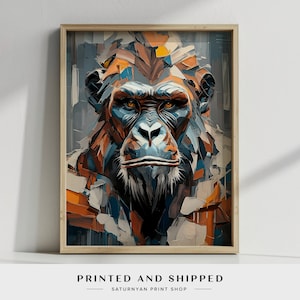 Gorilla Wall Art, Gorilla Painting, Wildlife Gorilla Home Decor, Gorilla Art Print, Gorilla Wall Art, Animal Lover Gift,  Wildlife Art