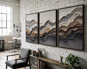 Earth-Tone Beige and Brown Abstract Wall Art Set | Canvas or Poster Prints | Rustic Modern Painting | Elegant & Sophisticated Decor