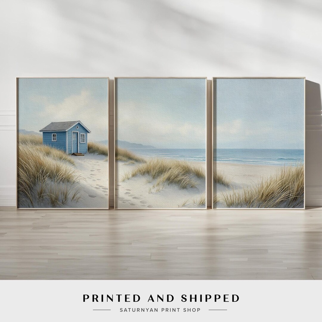 Coastal Beach House Wall Art Set of 3 | tranquil Ocean Canvas Prints ...