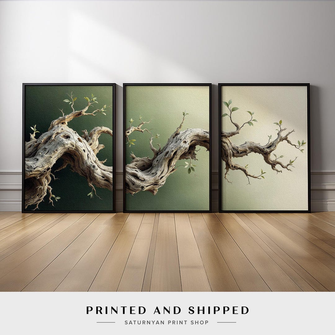 Organic Flowing Tree Branch Wall Art Set of 3 | Minimalist Nature ...