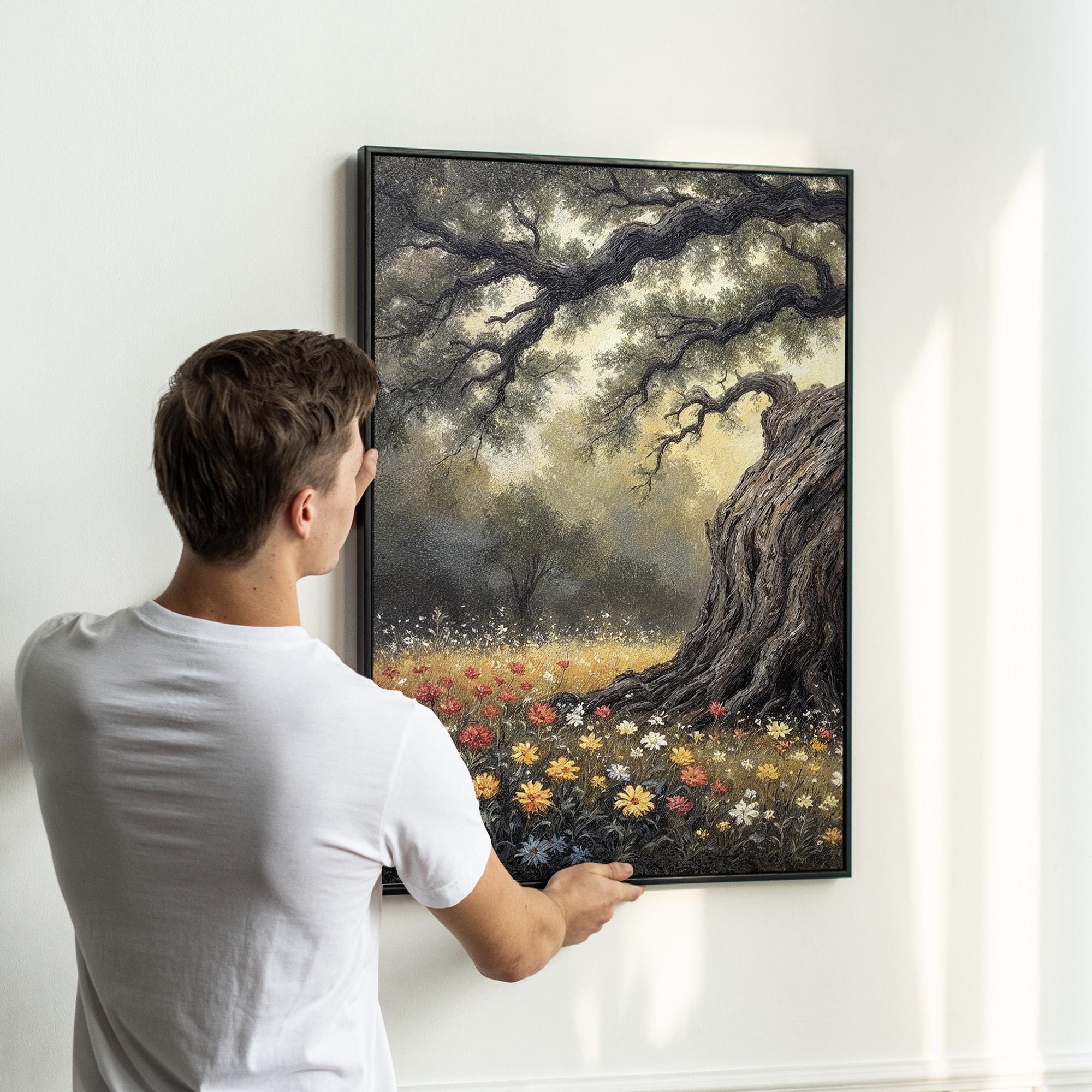 Majestic Tree and Wildflower Meadow Wall Art Set of 3 | Enchanted ...